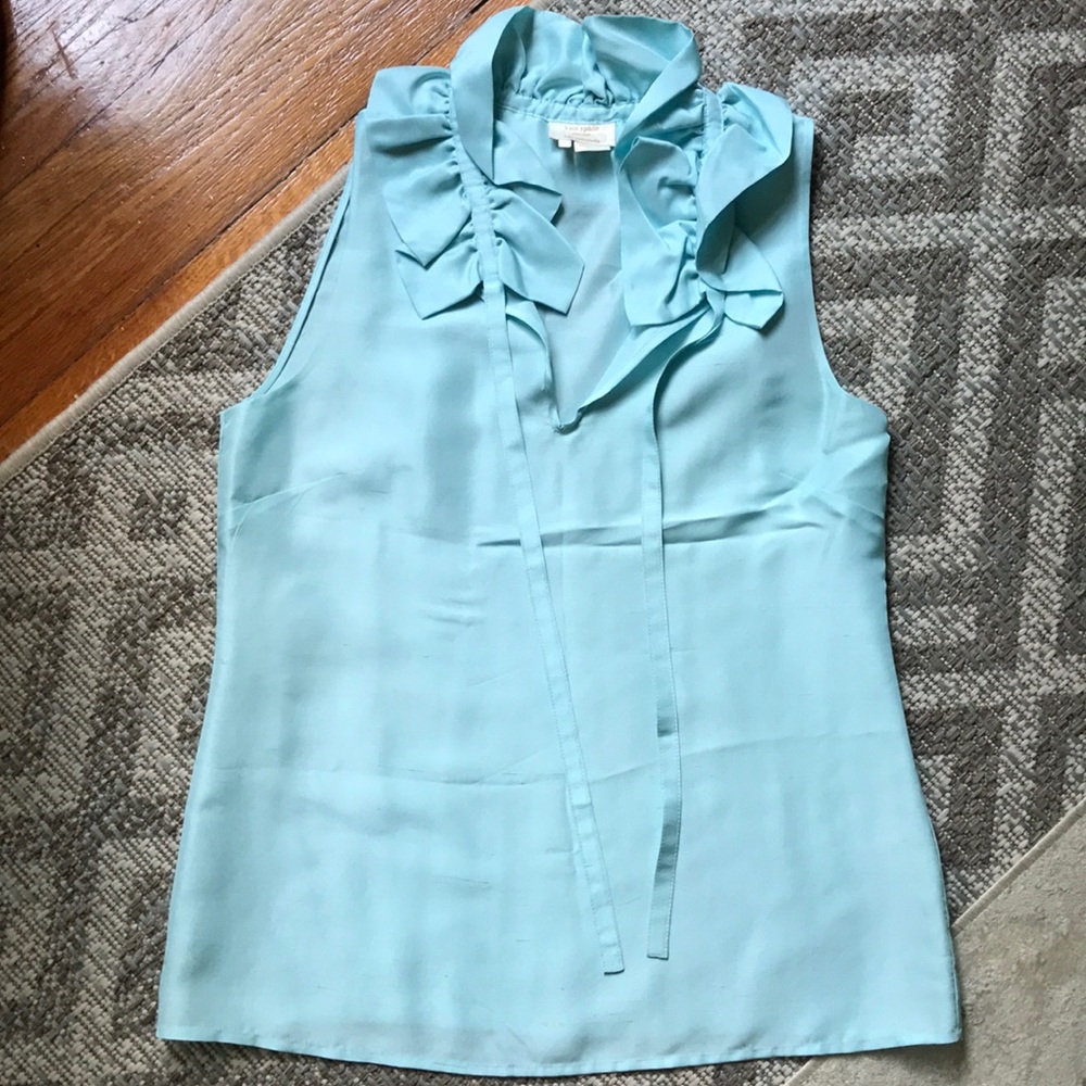 Kate Spade Silk sleeveless tank w ruffled neck